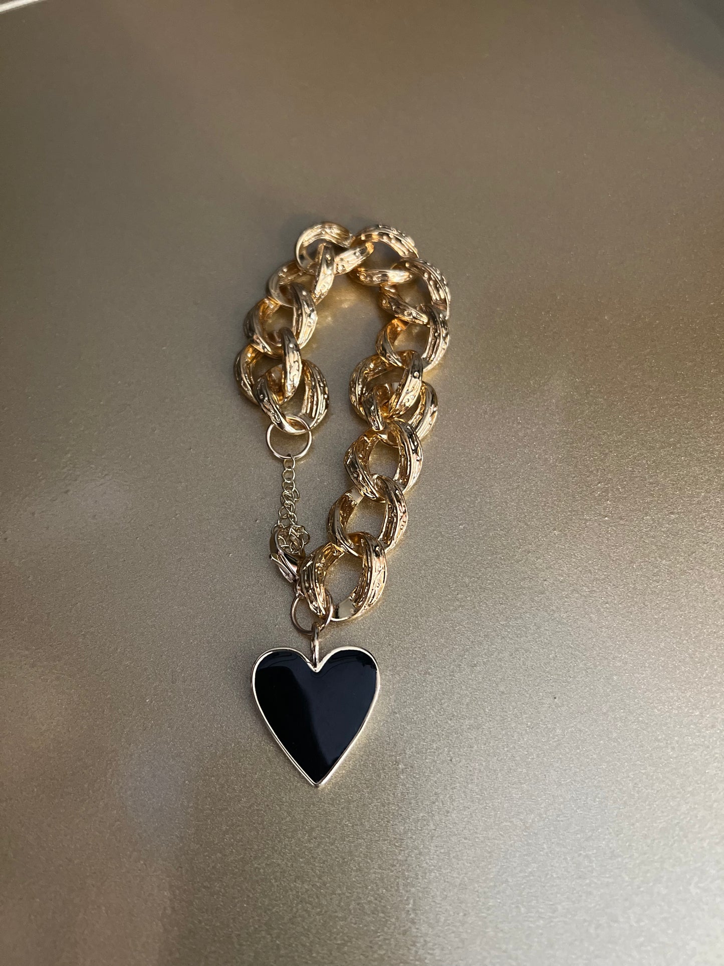 Black Heart Chain Bracelet