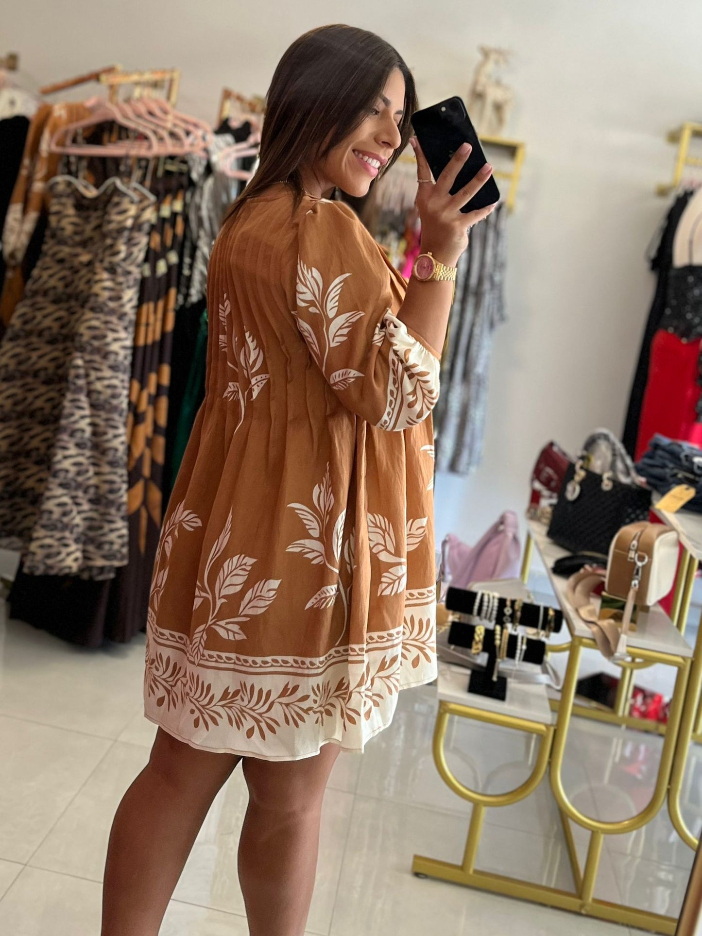 Printed Loose Fit Woven Mini Dress