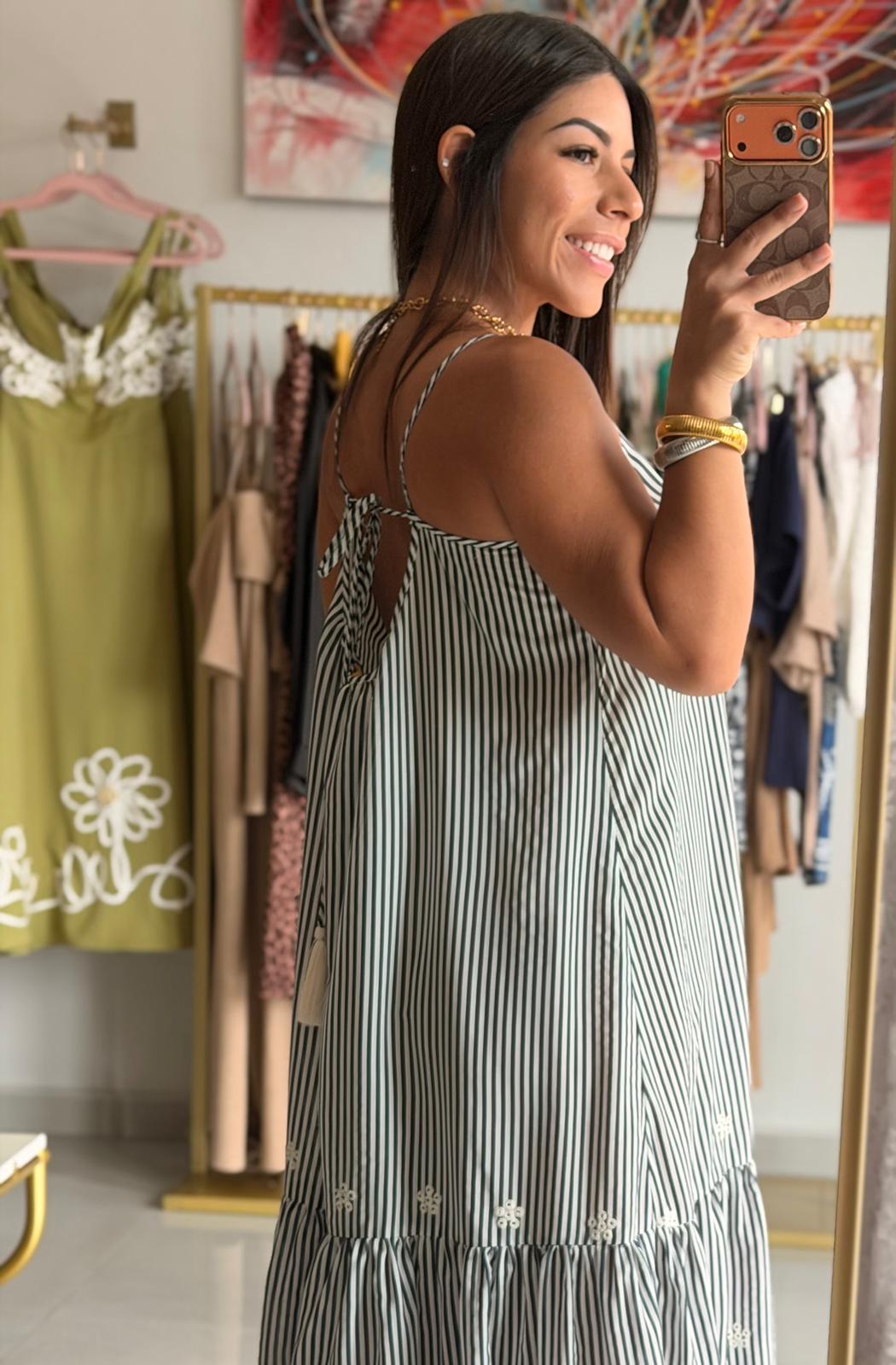 Maxi Dress Rayas Azul Marino