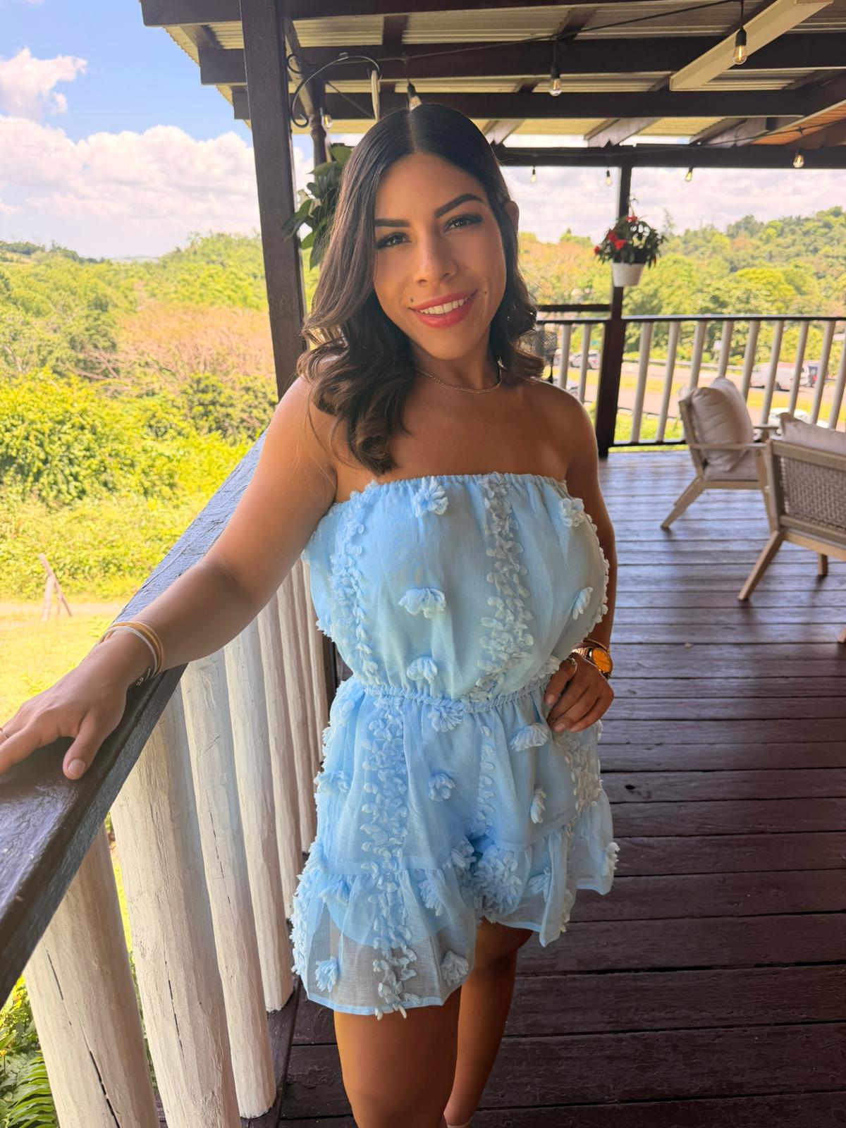 Tube Woven Rompers Blue