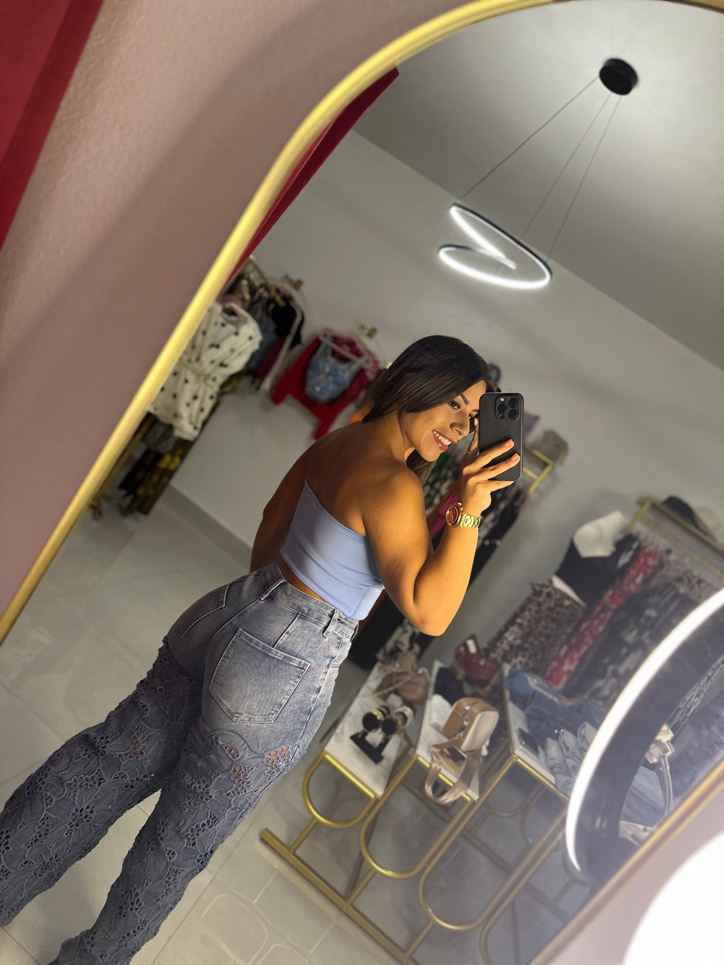 Cut Off Crop Top-Blue