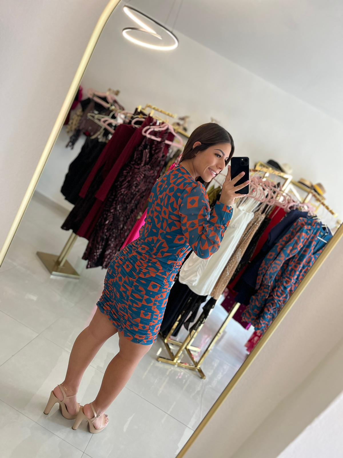 Mini Dress Blue Printed