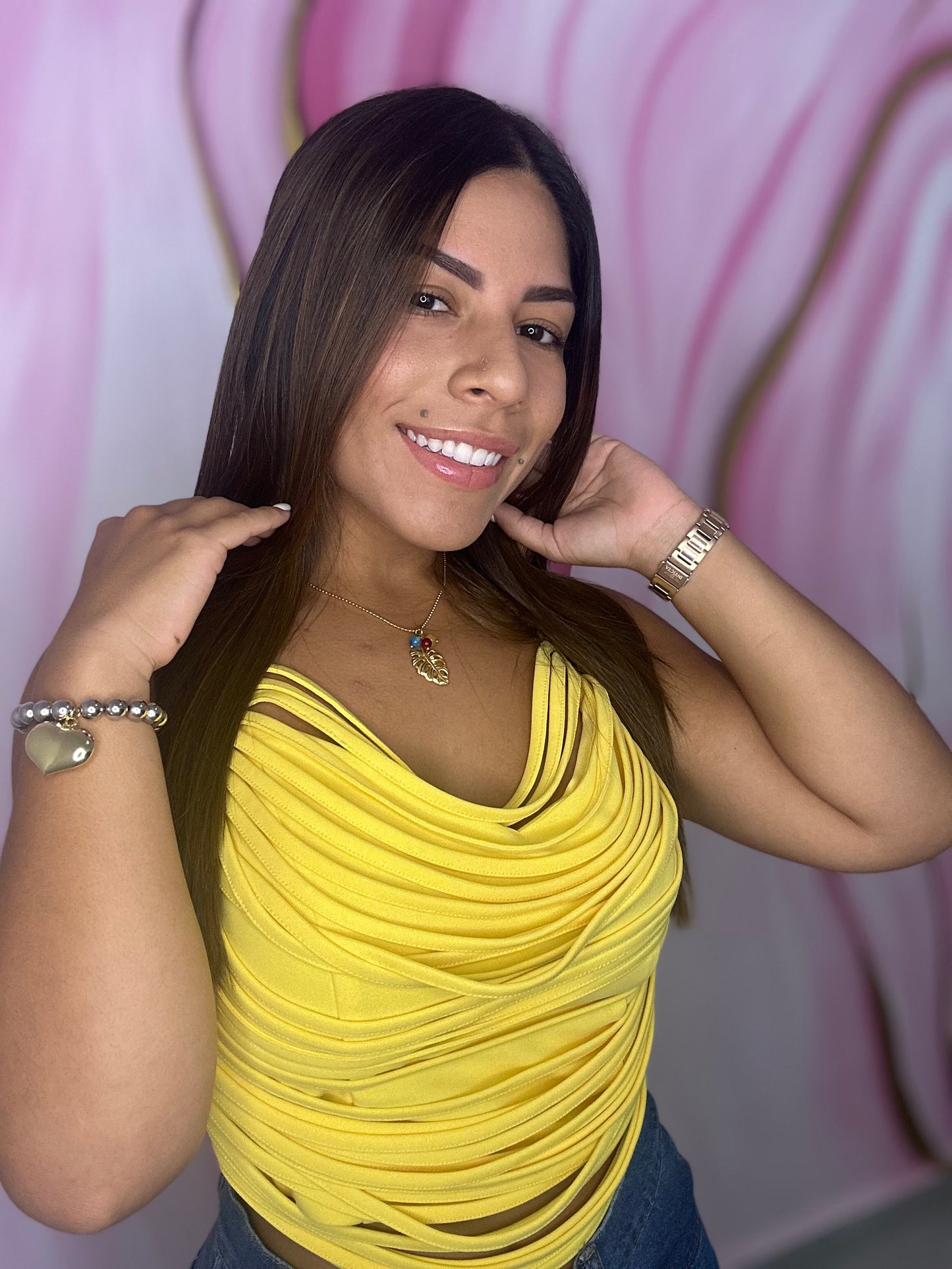 The Vibe Crop Top-Yellow