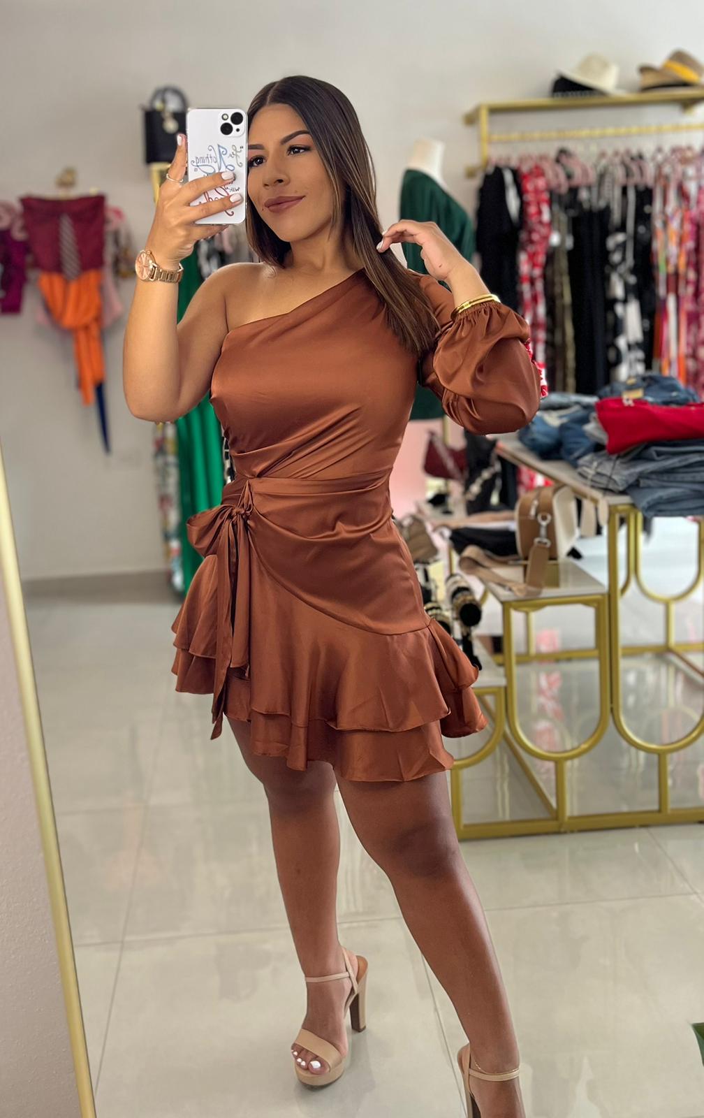 Mini Dress-Brown
