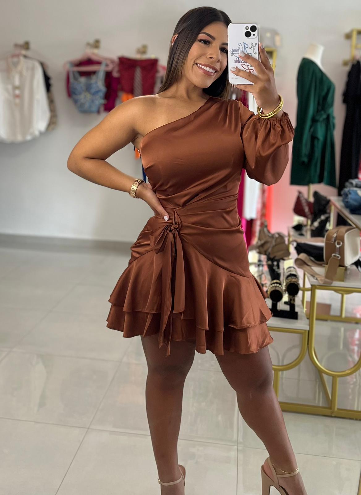 Mini Dress-Brown