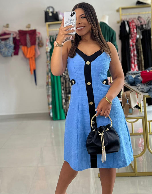 Cute Mini Dress-Blue