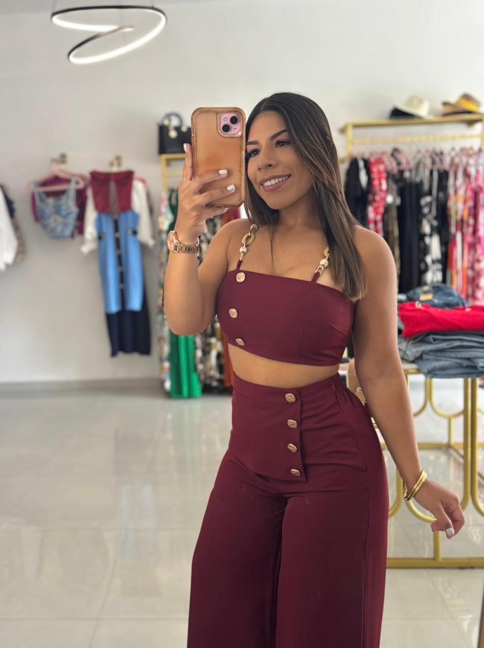 Escape Pant Set-Burgundy