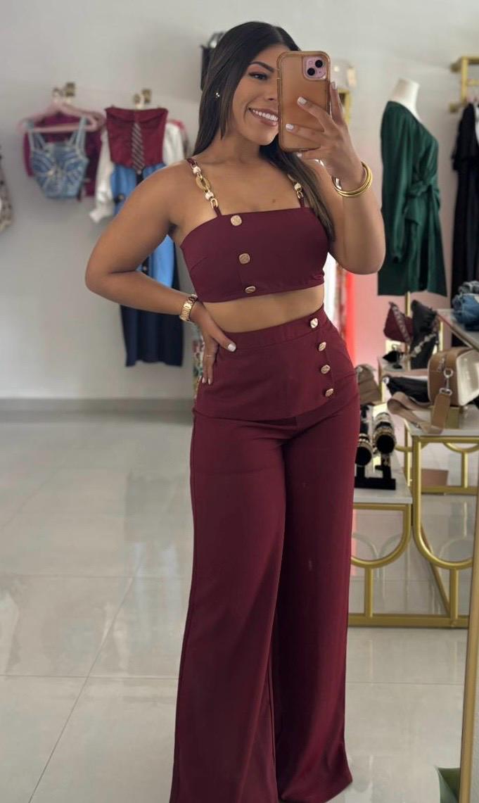Escape Pant Set-Burgundy