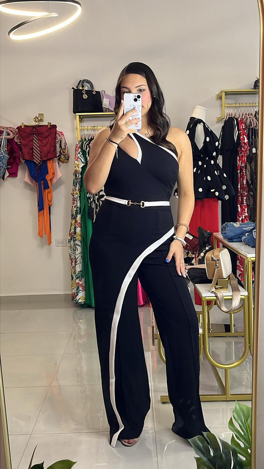 Black Jumpsuit-One Shoulder