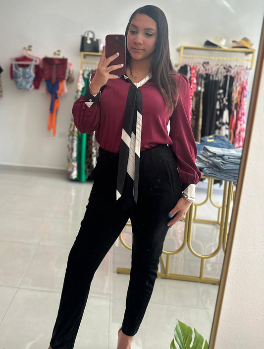 Wine Top- Tie Detail