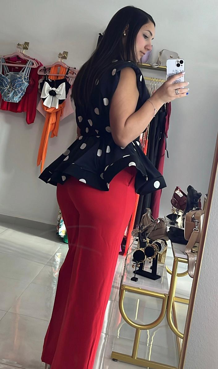 Polka Dot Peplum Tank Top