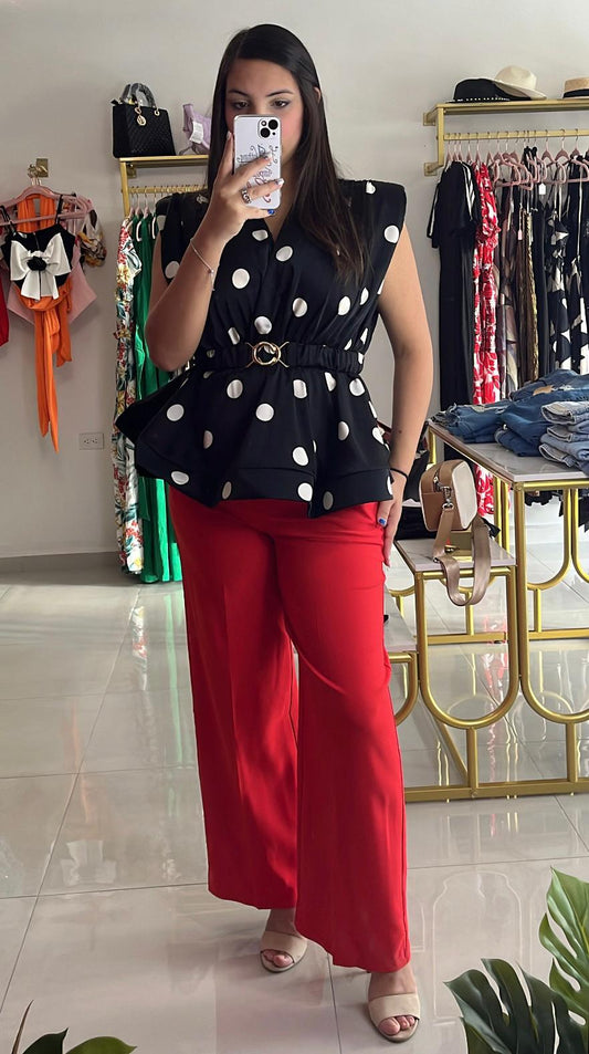 Polka Dot Peplum Tank Top