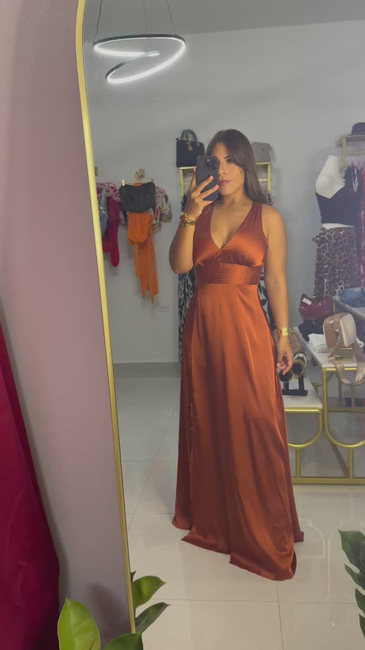 Básicamente Maxi Dress-Burnt Orange