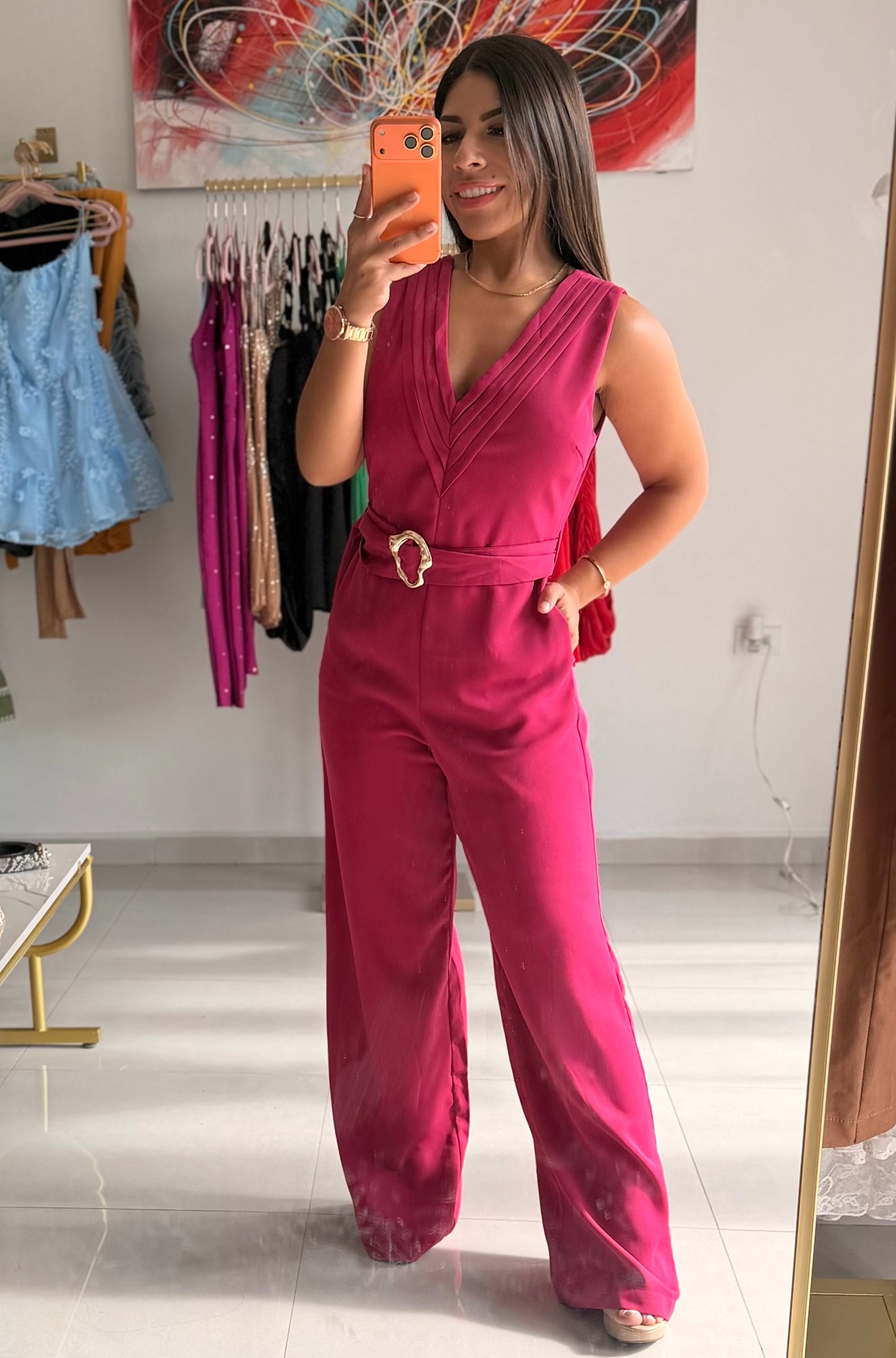Fucsia Elegant Jumpsuit