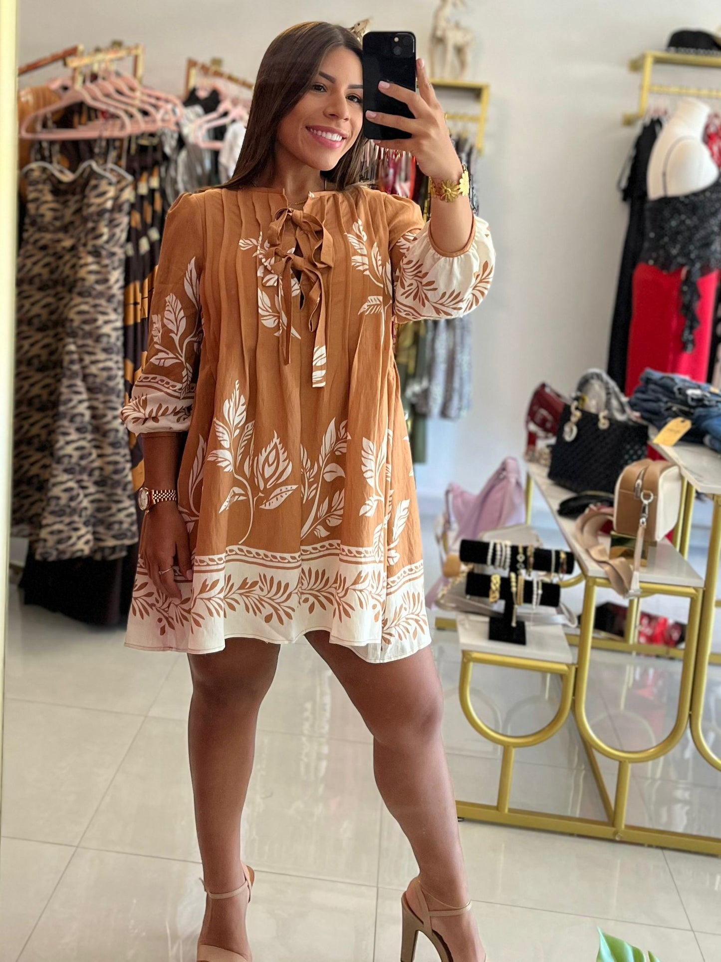 Printed Loose Fit Woven Mini Dress