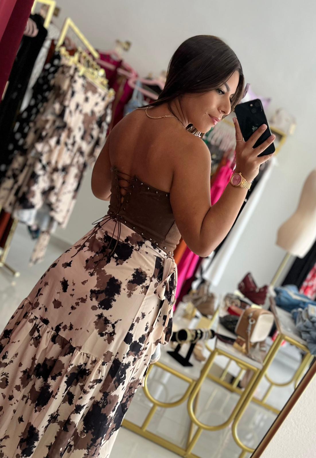 Cow Print Wrap Skirt