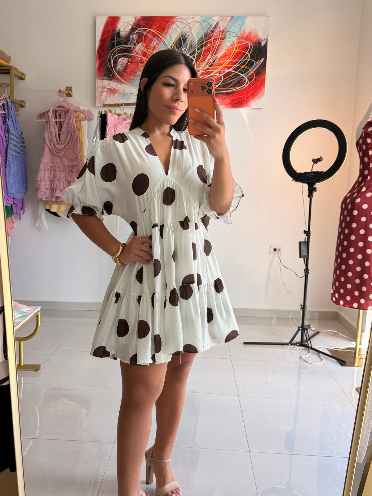 Cocoa Dot Mini Dress