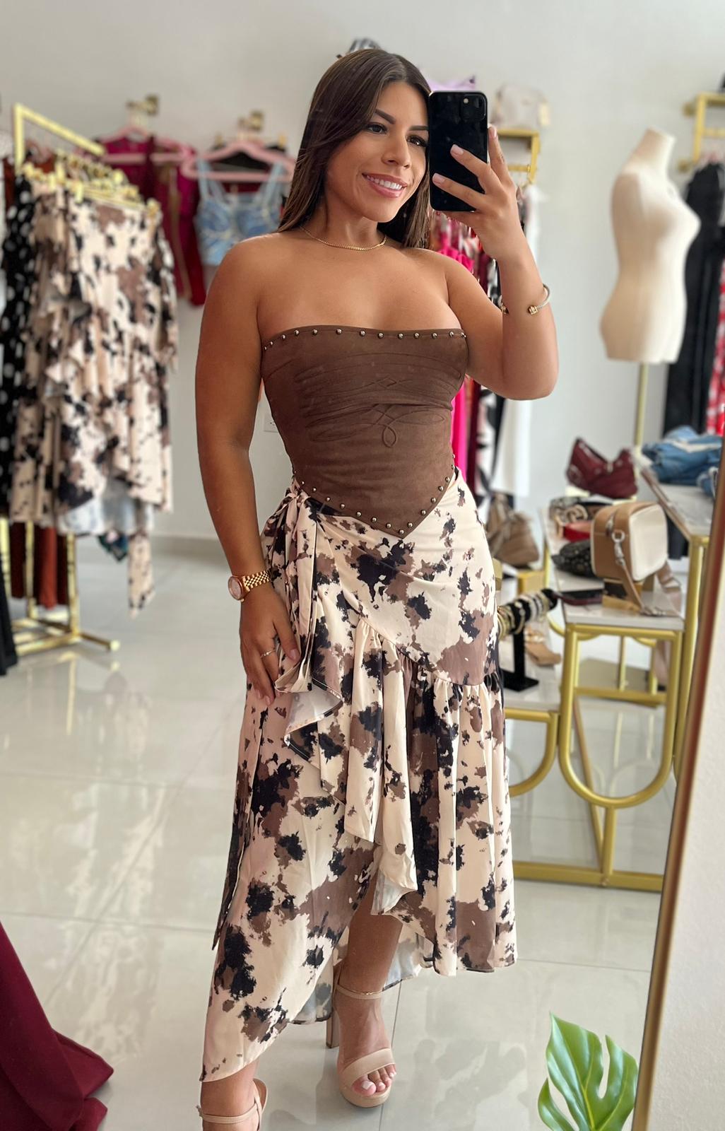 Cow Print Wrap Skirt