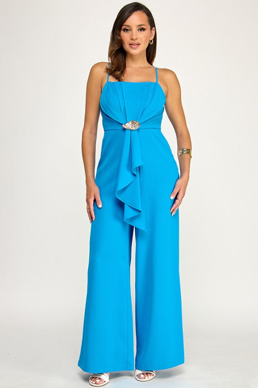 Pleated Jumpsuit Blue