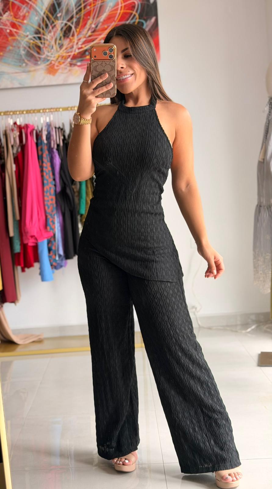 Pant set- asimetric halter top