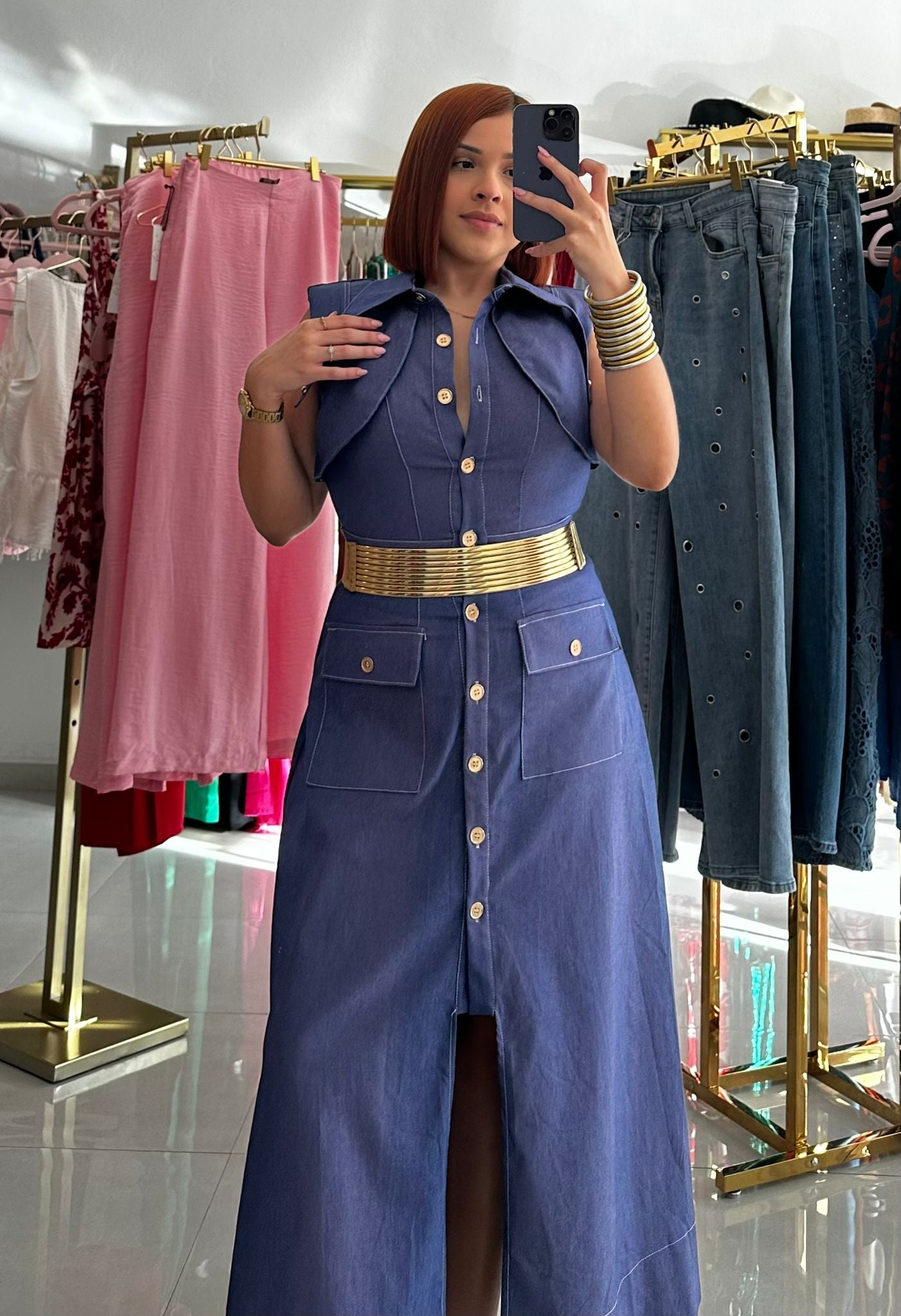 Elegant Denim Midi Dress