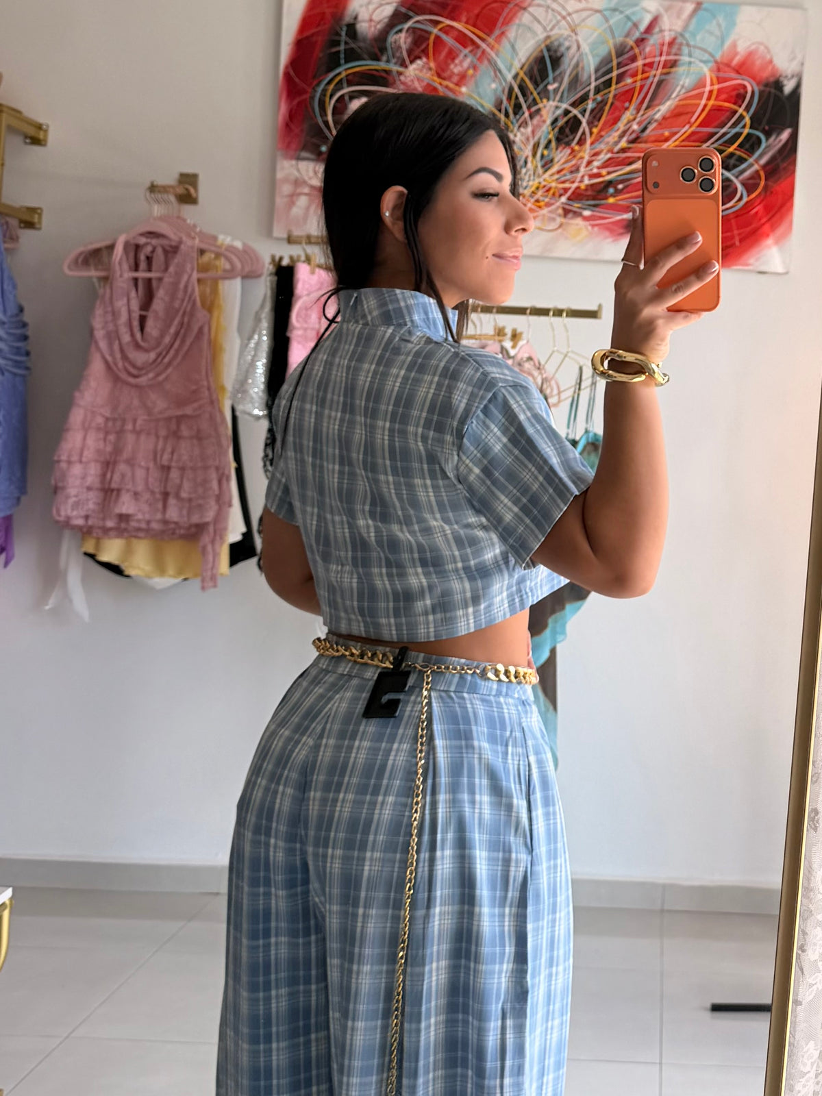 Sky Plaid Set