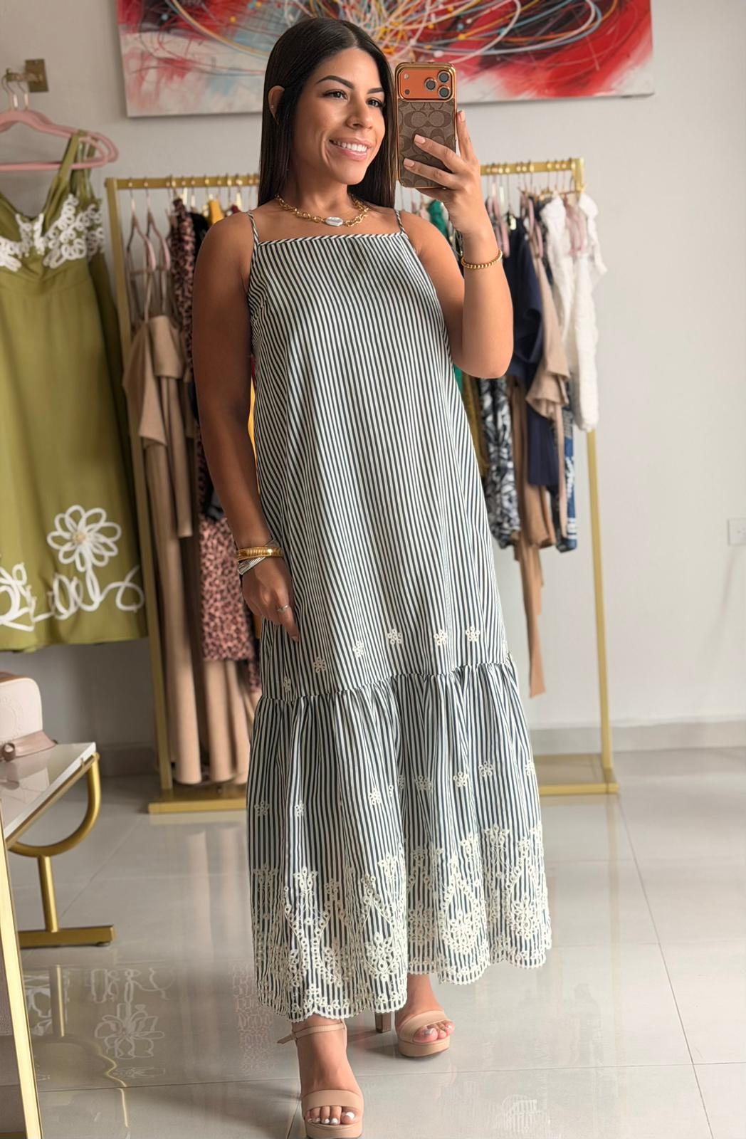 Maxi Dress Rayas Azul Marino