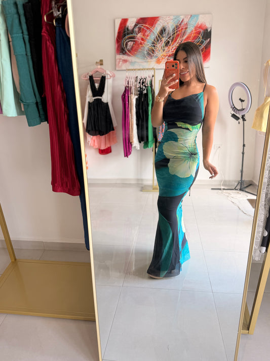 Emerald Bloom Maxi Dress