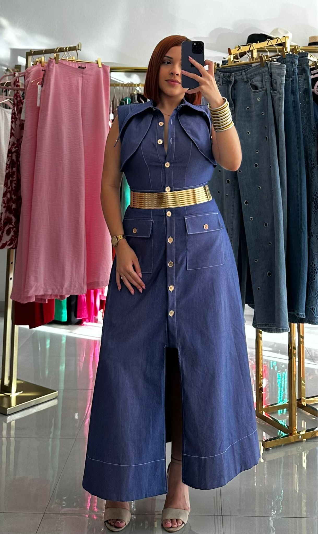 Elegant Denim Midi Dress