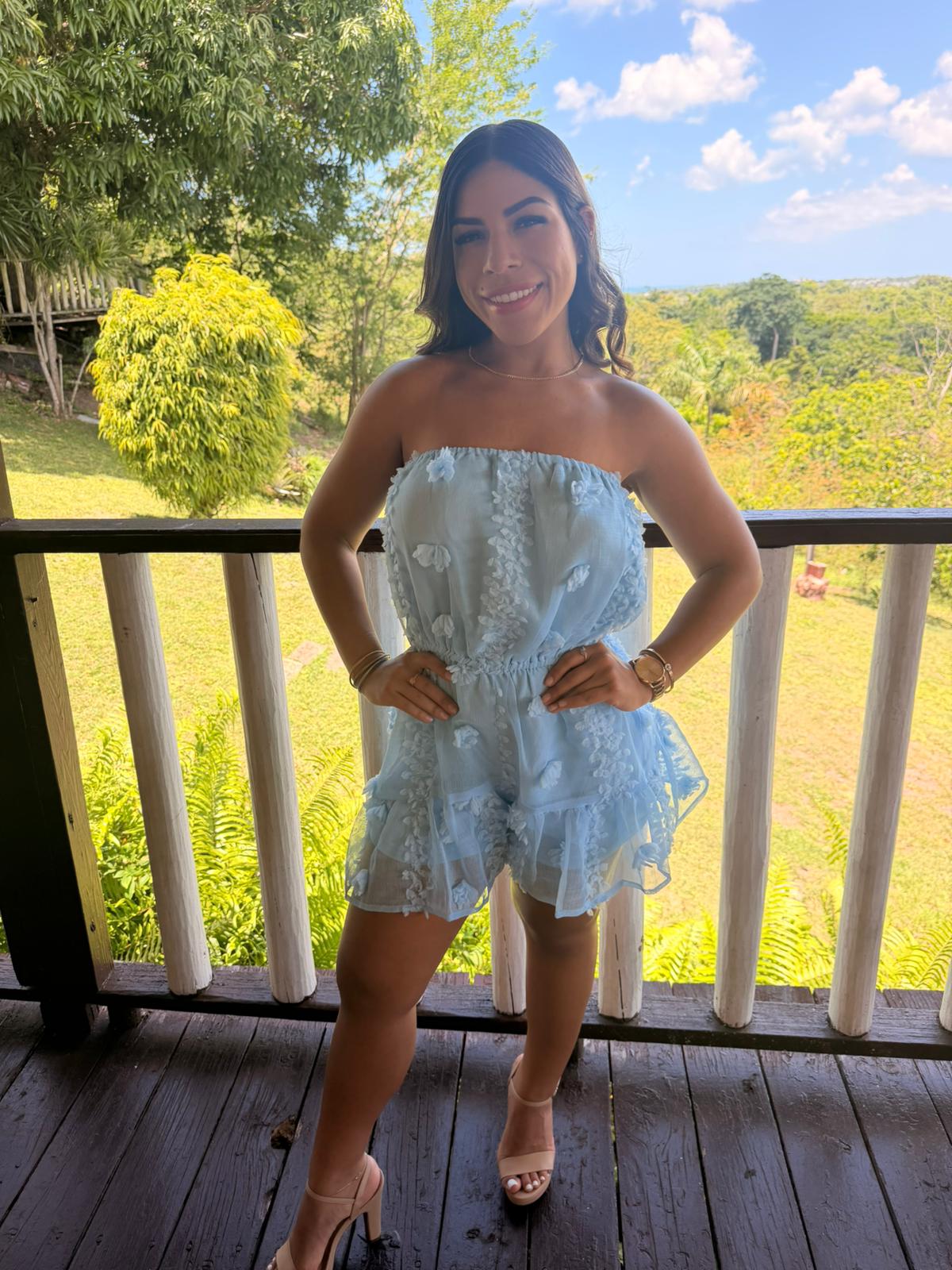 Tube Woven Rompers Blue