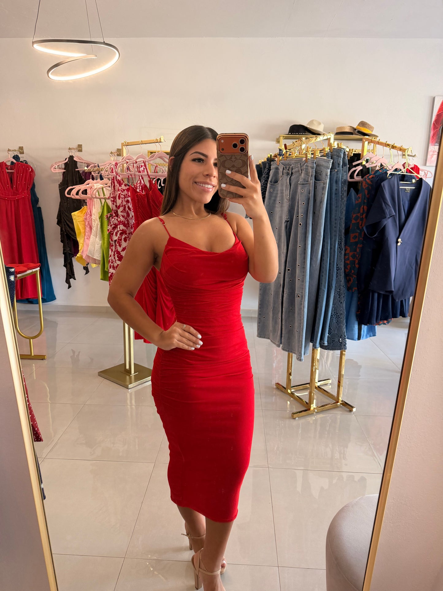 Cowl Neck Midi Bodycon Dress