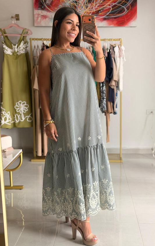 Maxi Dress Rayas Azul Marino