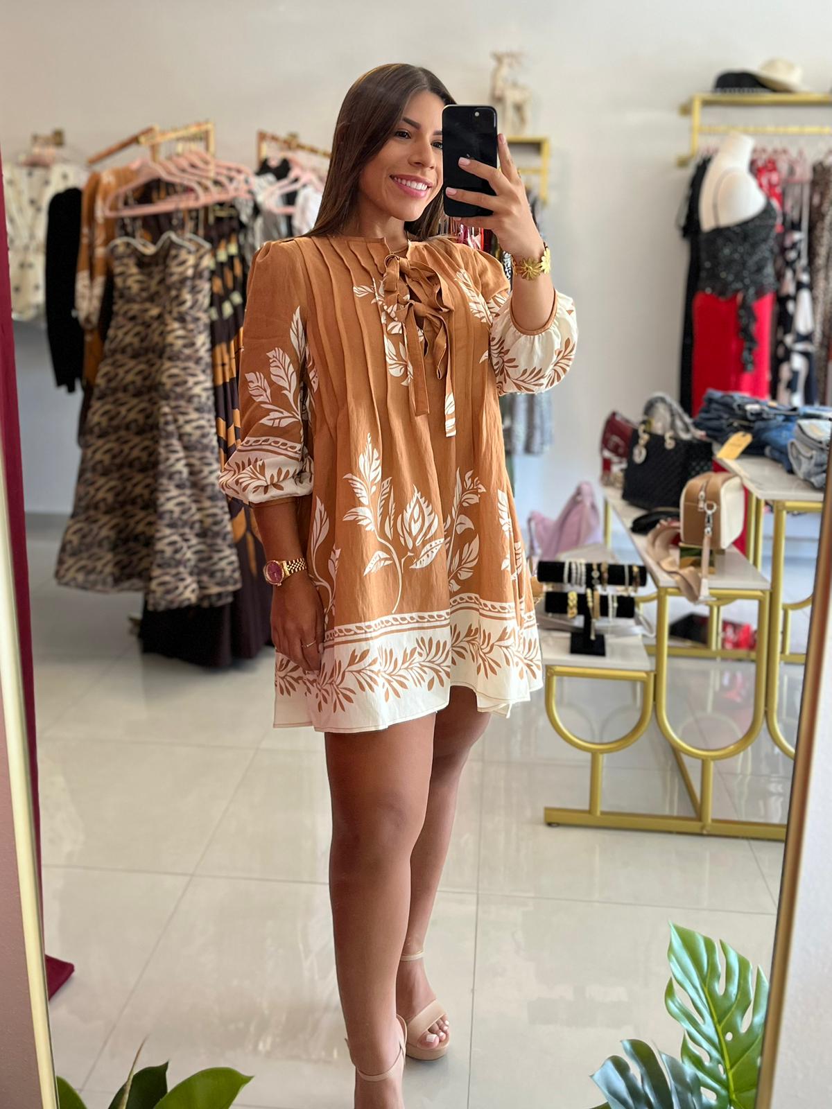 Printed Loose Fit Woven Mini Dress