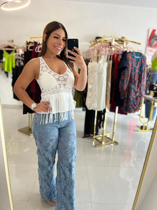 Top Blanca Frente Tejido