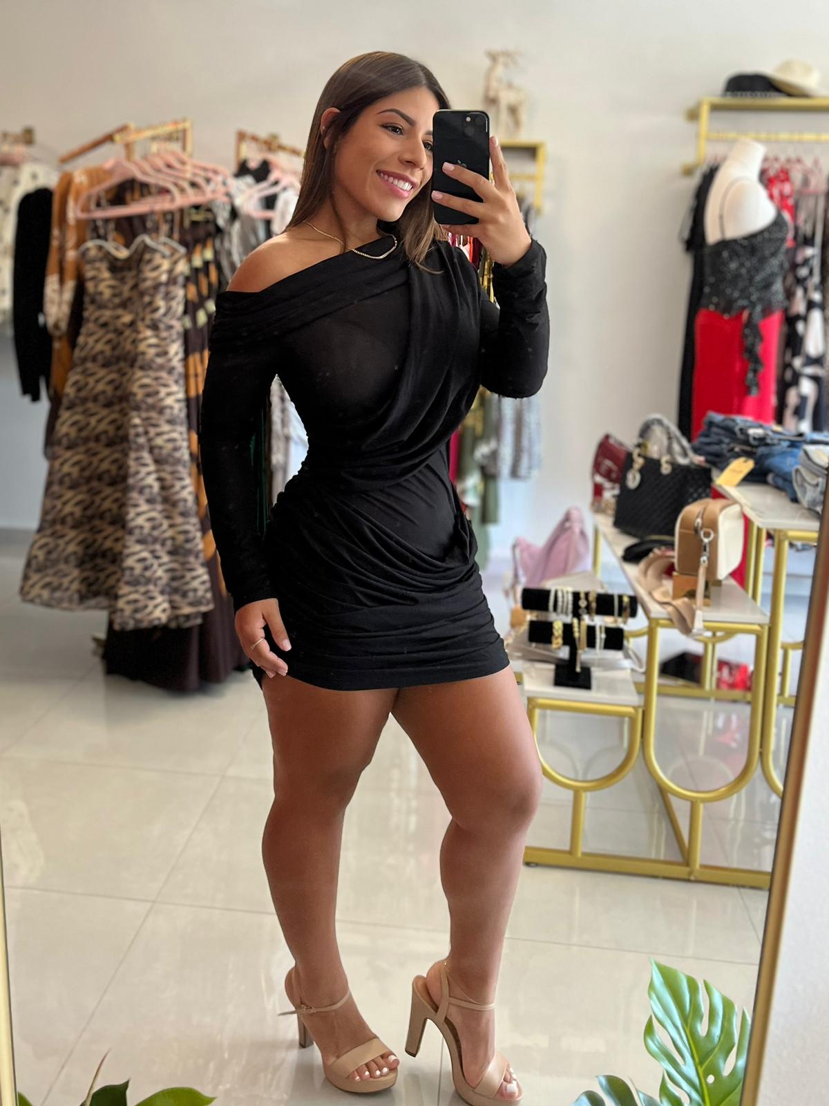 Moss Off Shoulder Drape Dress