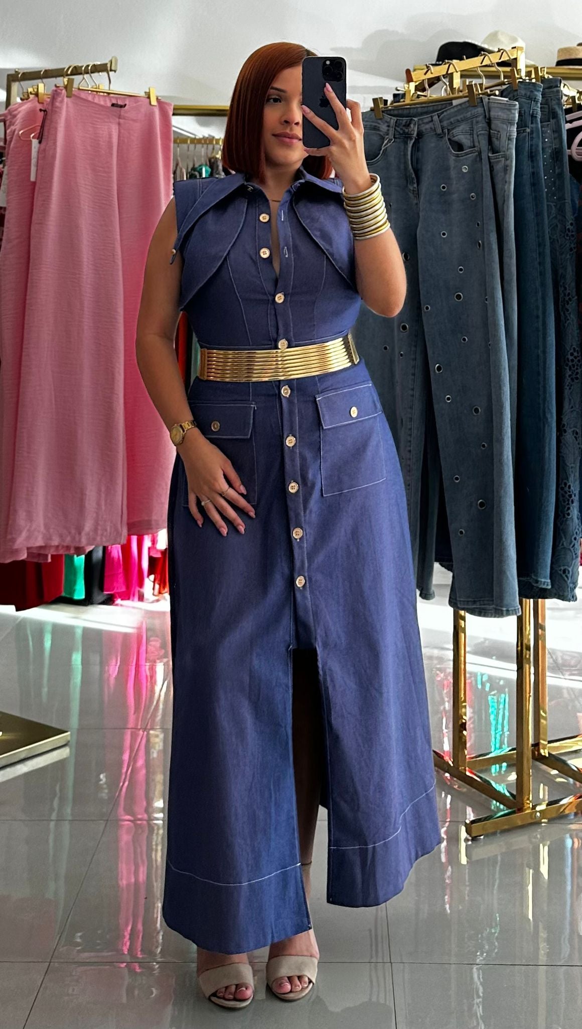 Elegant Denim Midi Dress
