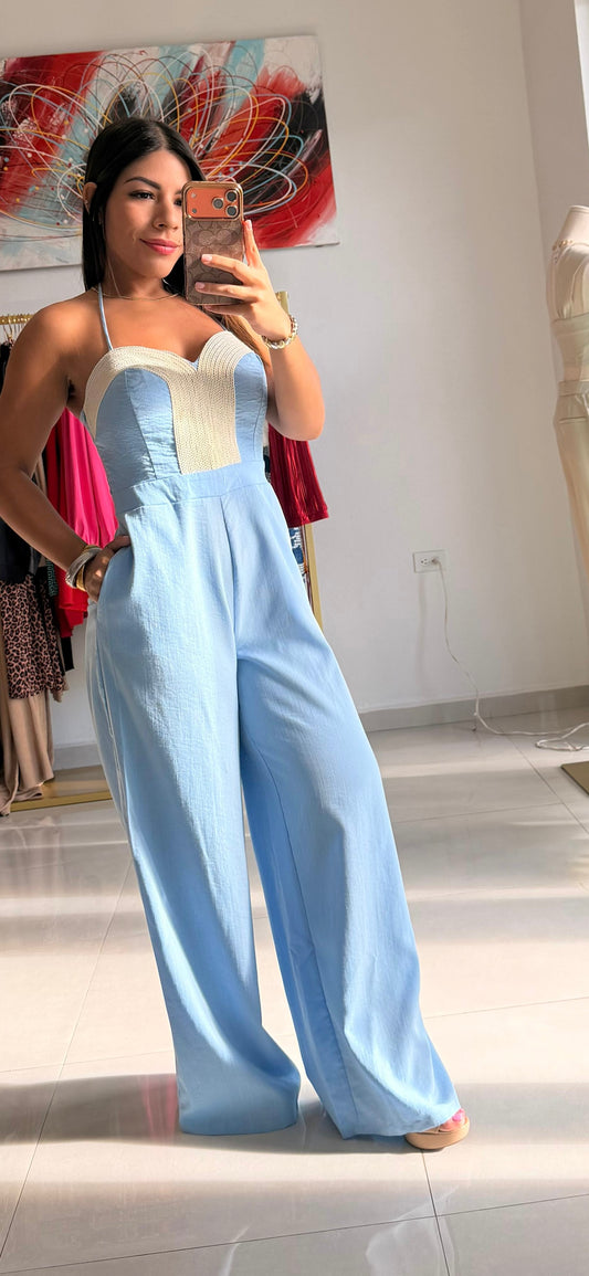 Halter Jumpsuit w Rope Trim Detail