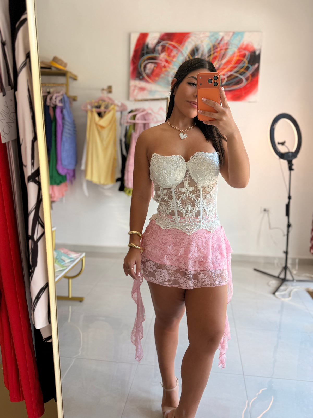 Rosé Lace Skort