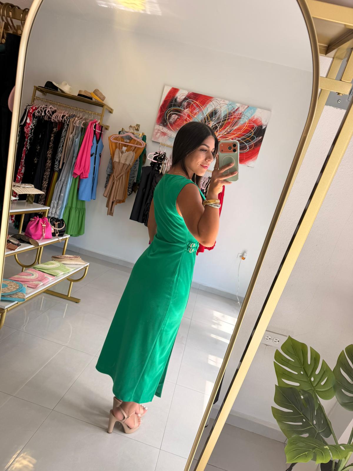 Sleveeless Midi Dress W/Buckle Detail