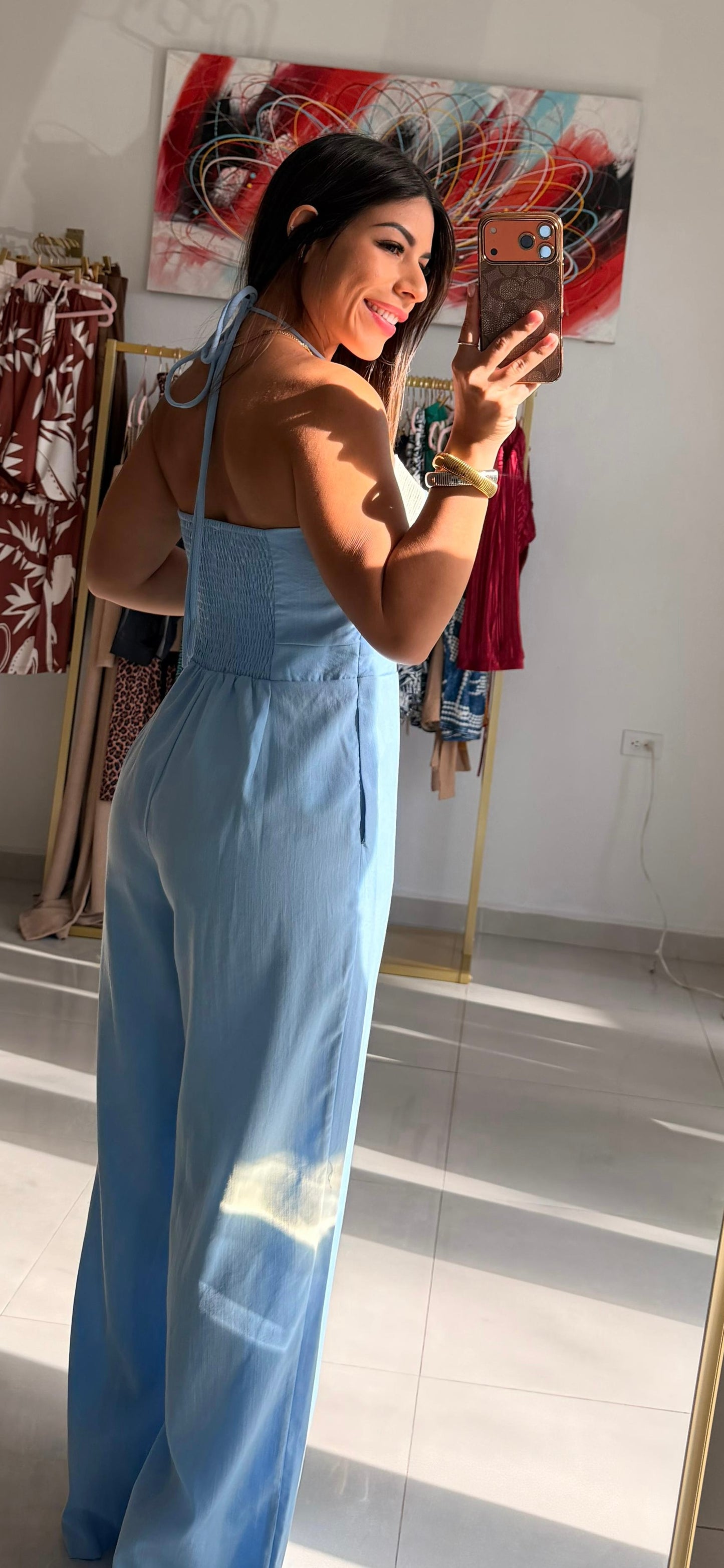 Halter Jumpsuit w Rope Trim Detail