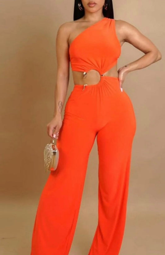 One Shoulder Ring Detailing Jumpsuit