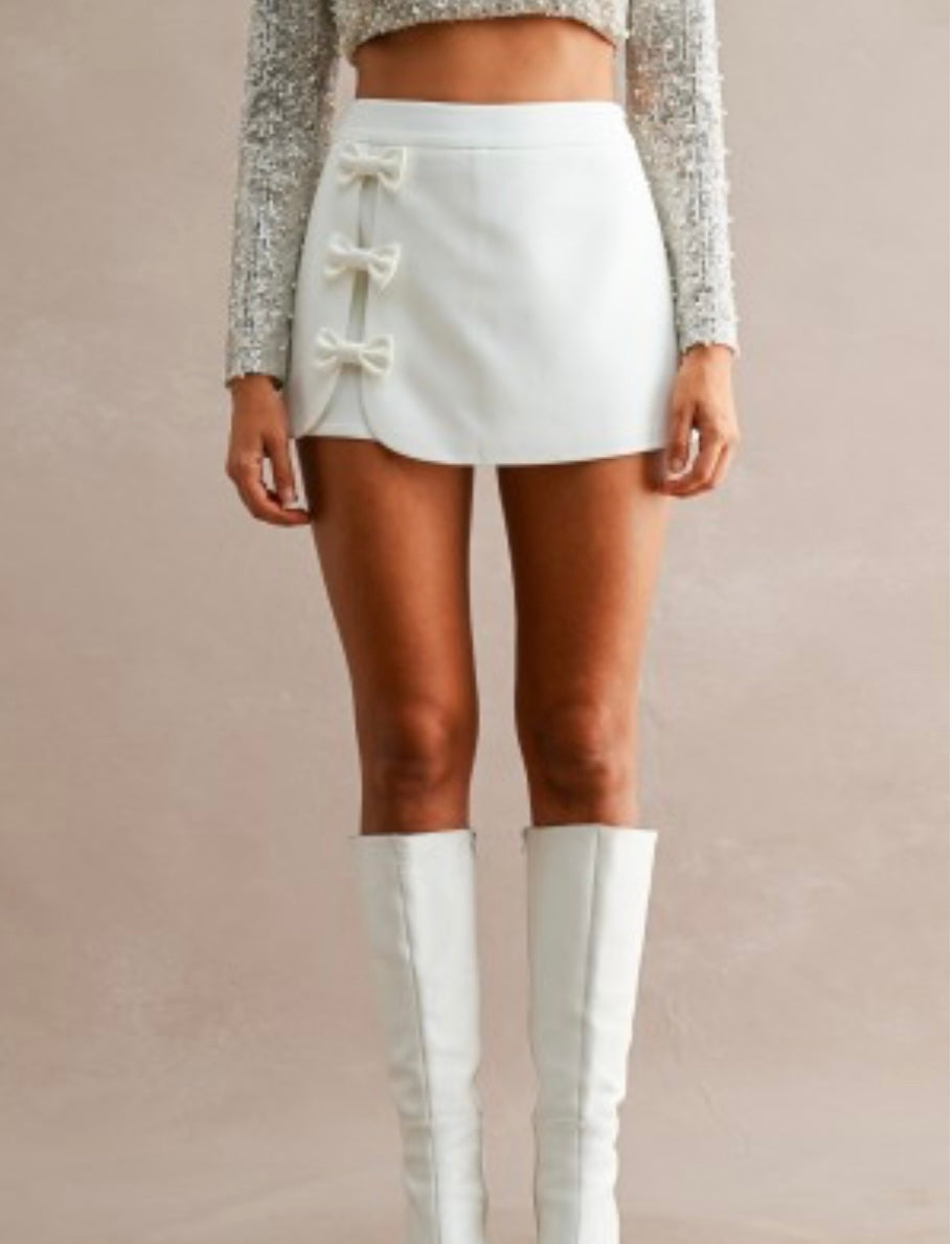 White Bow Skort