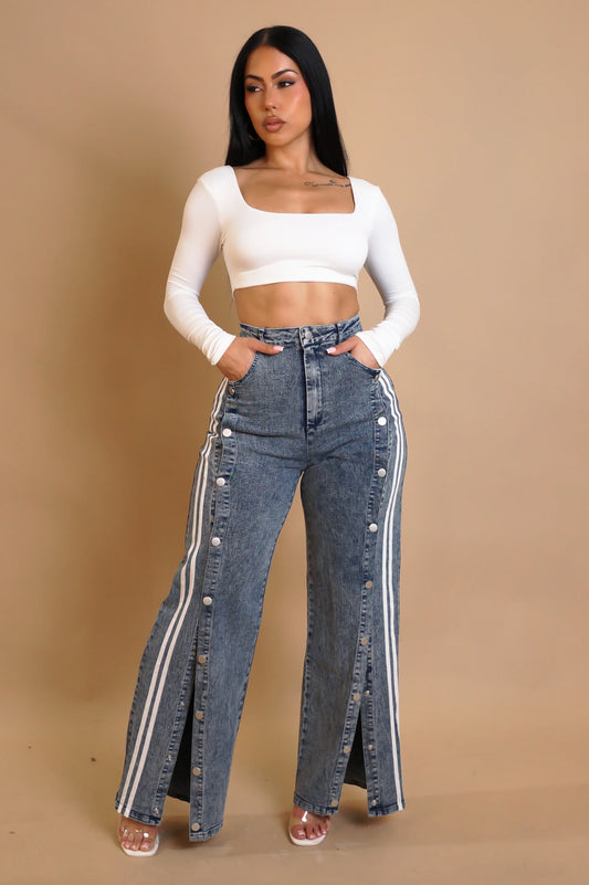 Denim Jeans With Leg Bottoms Blue