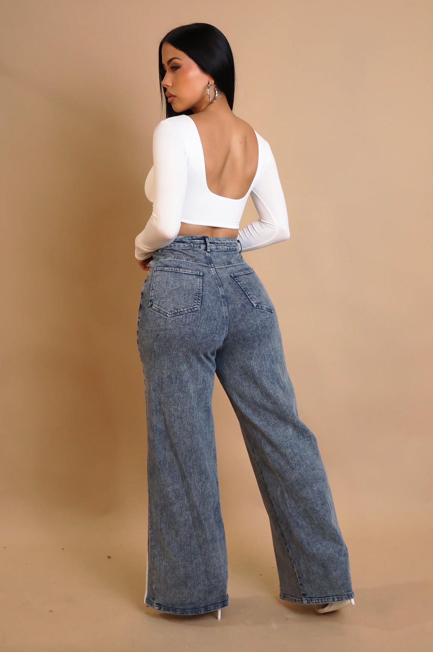 Denim Jeans With Leg Bottoms Blue