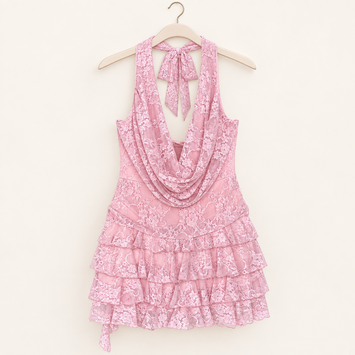 Rosé Lace Mini Dress