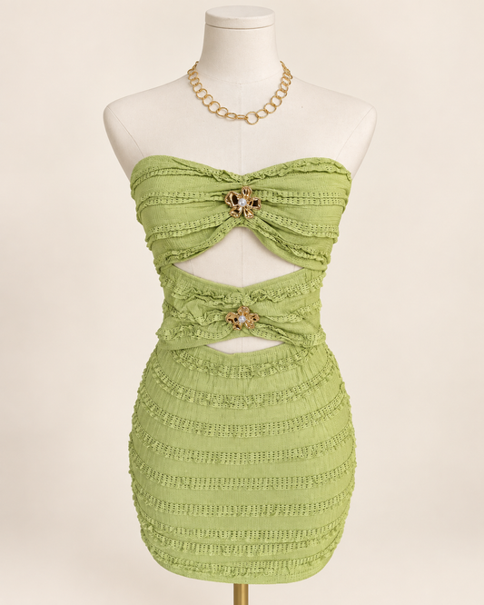 Lime Bloom Mini Dress