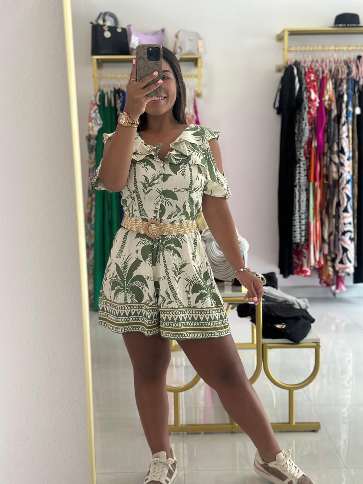 Printed Romper W/Ruffle Detail