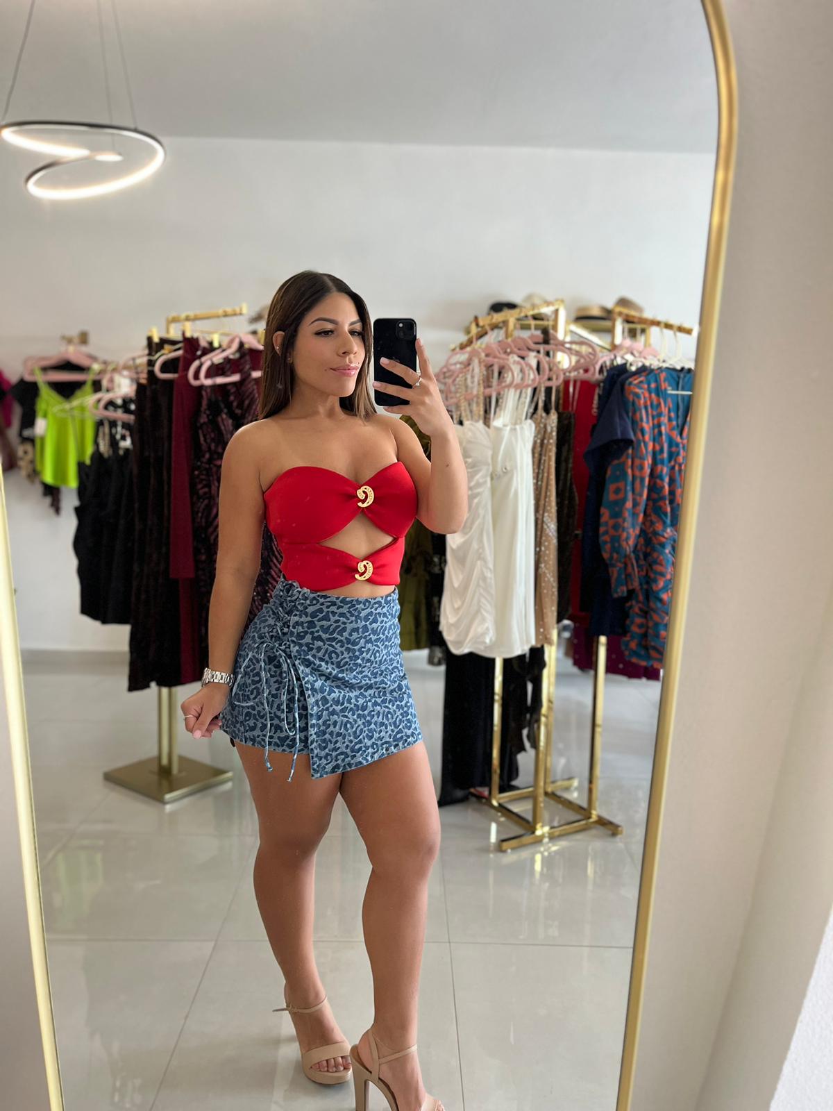 Skort Animal Print Azul